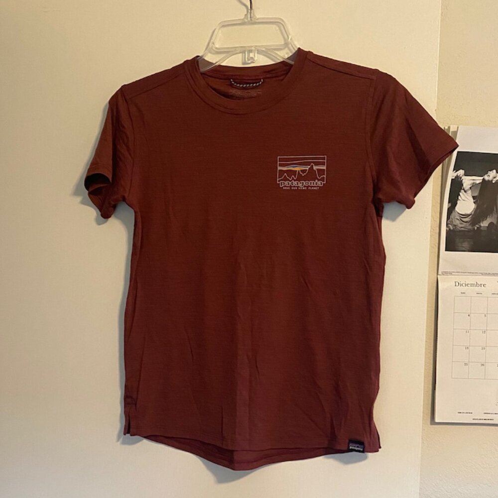 Burgundy Patagonia Women's Capilene® Cool Merino Blend Graphic Shirt